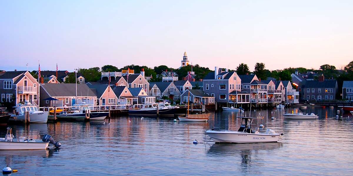 View of downtown Nantucket from the harbor.